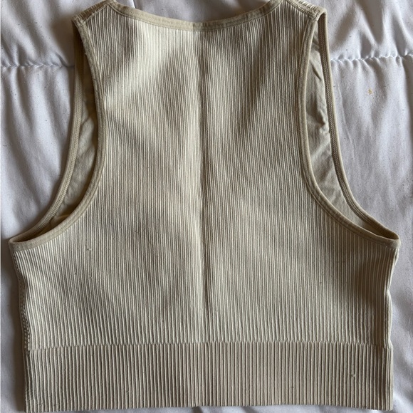 Garage Women's Beige Ribbed Crop Top - Picture 2 of 3